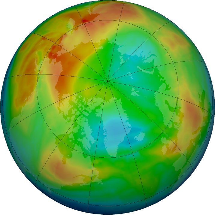 Arctic ozone map for 18 January 2016